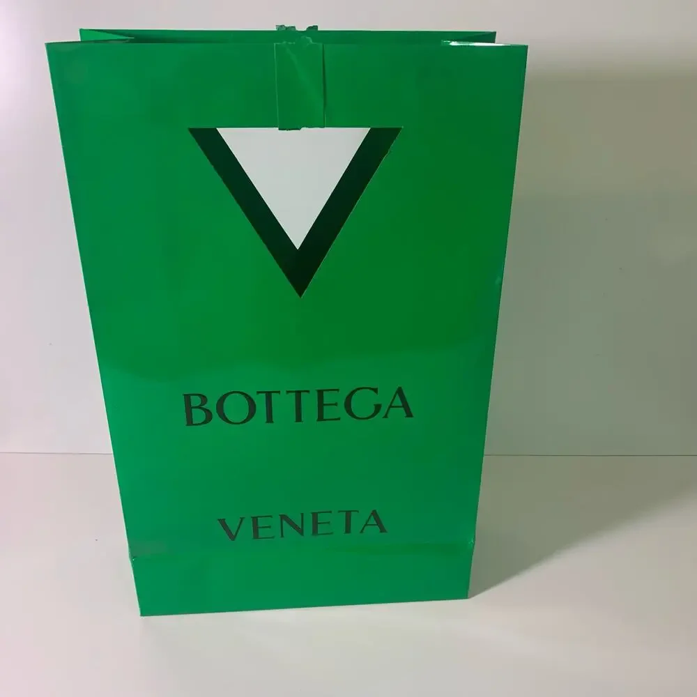 Bottega Veneta Large Green Paper Shopping Tote Empty Gift Bag Only 19x12x5